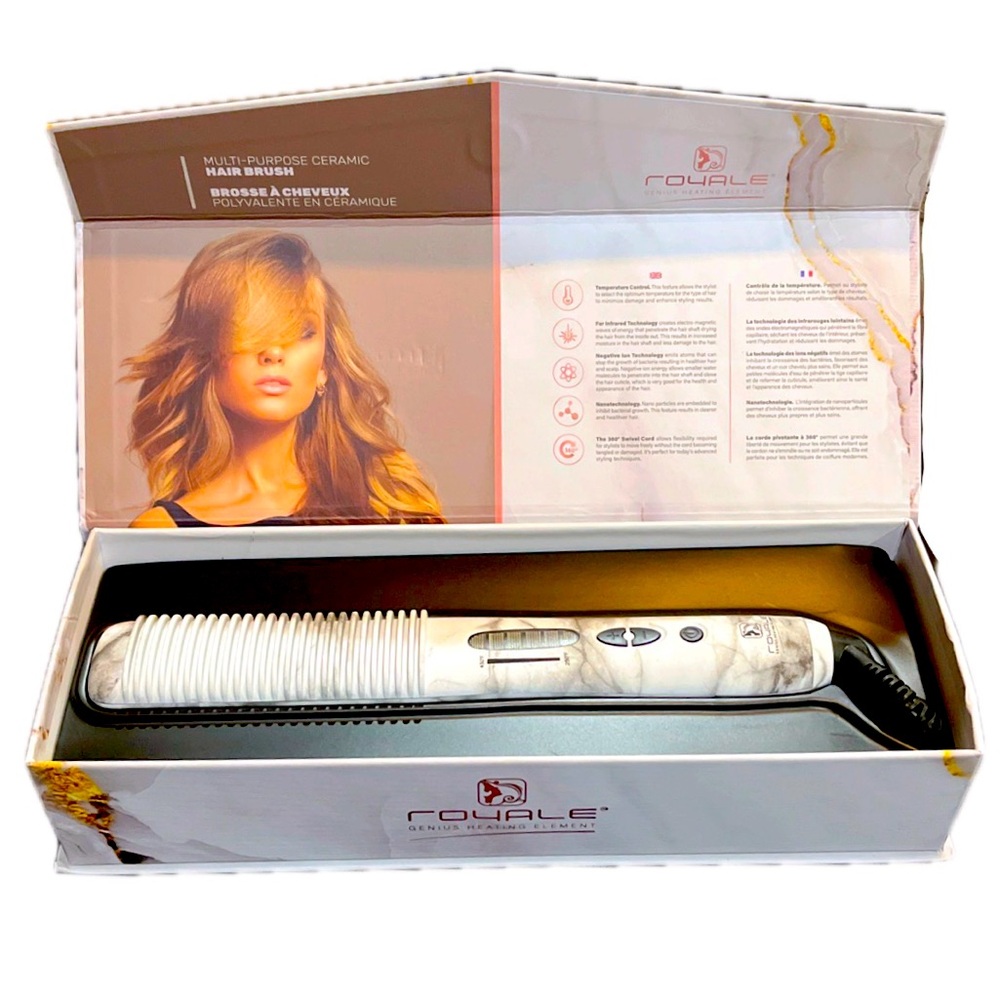 $500 Retail Royale Genius Heating Element Ceramic Hair Brush Straightener